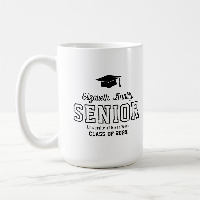 Mug Diplômé de l'université à script d'année personnal (Gauche)