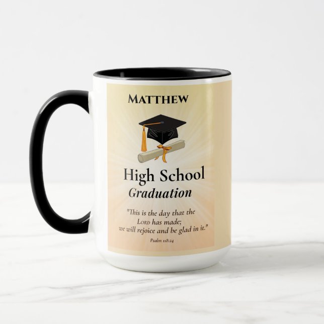 Mug Diplôme de Lycée Sunburst Personnalisé (Gauche)