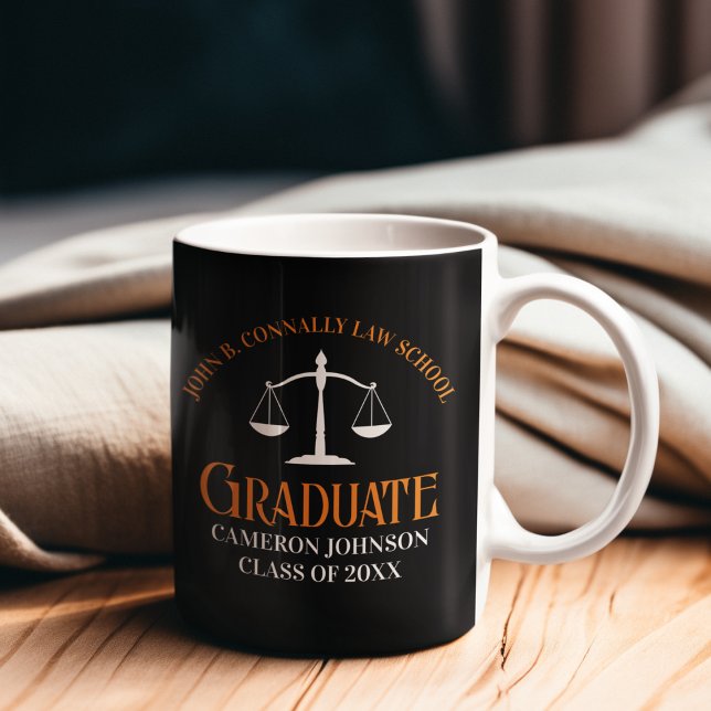 Mug Diplôme d'études de droit sur mesure Orange Noir (Créateur téléchargé)