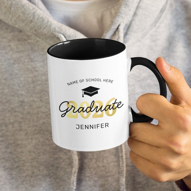 Mug Diplômé d'or noir 2025 personnalisé (Créateur téléchargé)