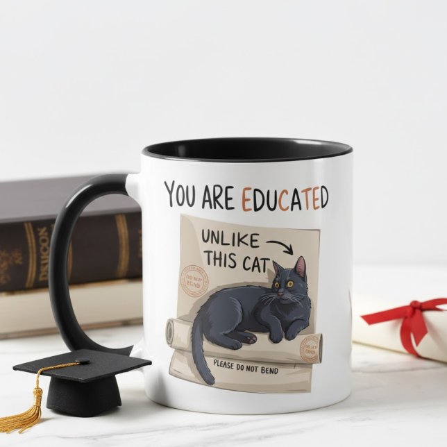 Mug Diplôme Drôle Chat Collège Master Degré Phd (Créateur téléchargé)