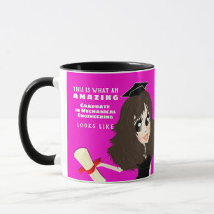 Mug DIPLÔMÉ en caricature Cadeau Yeux Brown cheveux