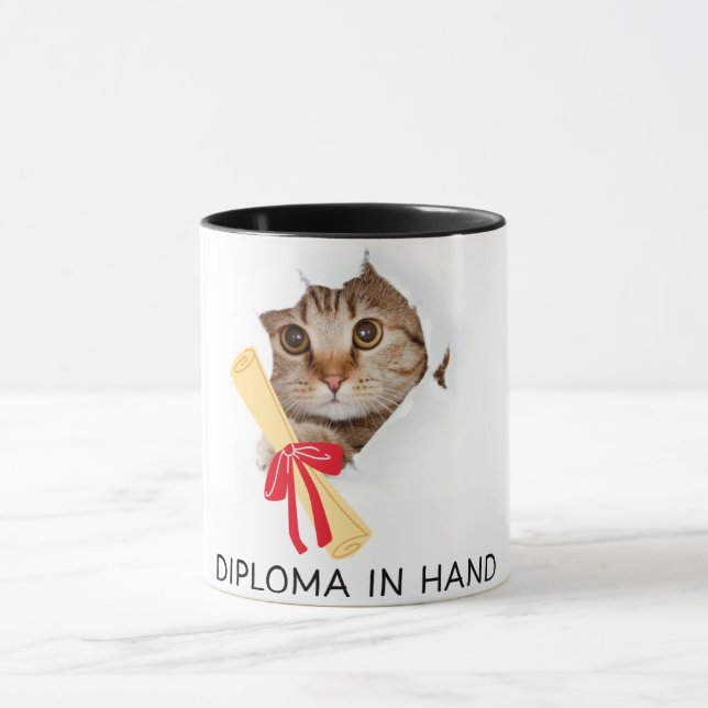 Mug Diplôme en Cat de fin d'année mou à main (Centre)