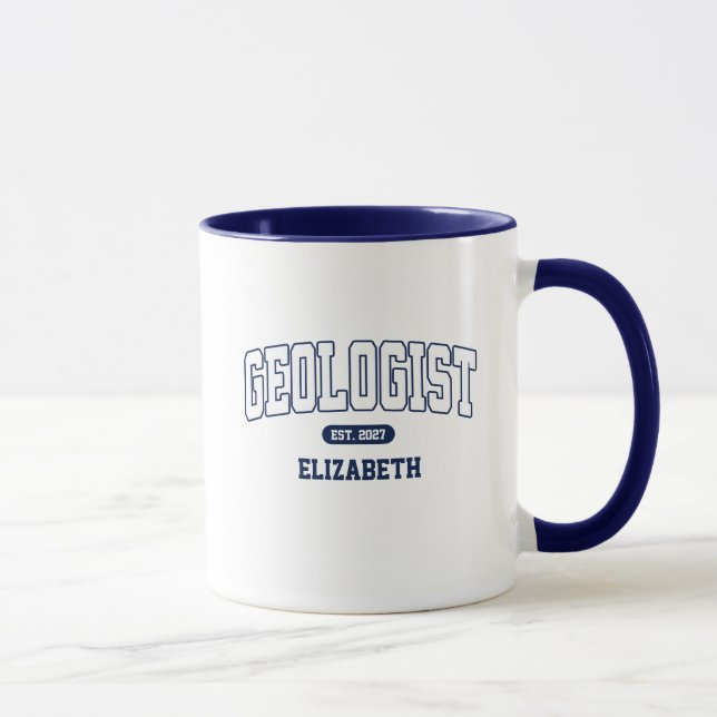 Mug Diplômé en géologie avec nom (Droite)