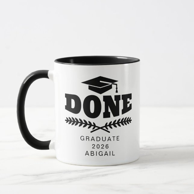 Mug Diplômé en typographie noire personnalisée 2021 (Gauche)