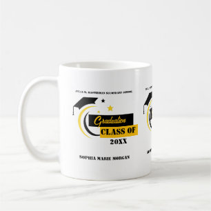 Mug Diplômé Jaune Noir Blanc Classique