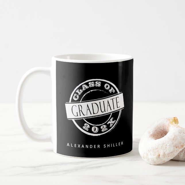 Mug Diplômé noir moderne personnalisé (Avec donut)