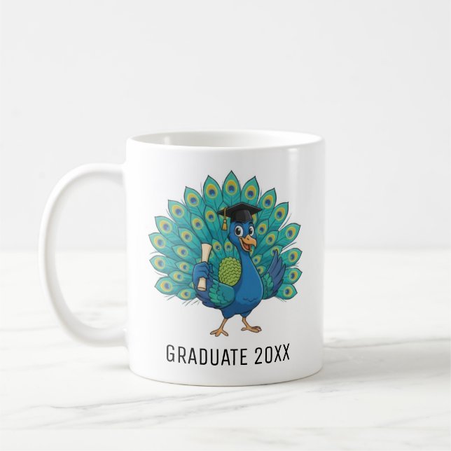 Mug Diplômé Paon Personnalisé (Gauche)