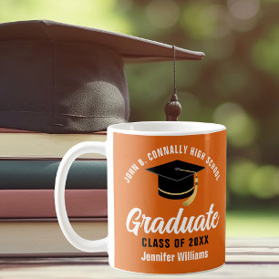 Mug Diplômé personnalisé orange et blanc pour la remis