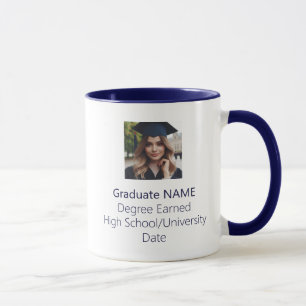 Mug Diplômé personnalisé photo Graduate Bleu marine