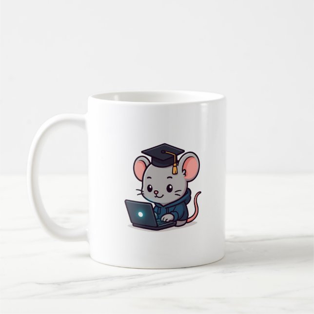 Mug Diplômé Programmeur Kawaii Souris Drôle (Gauche)