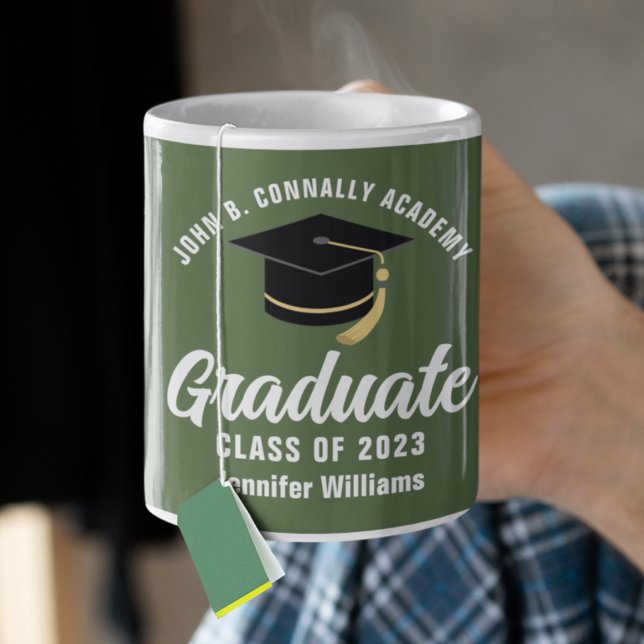 Mug Diplômé Vert Armée Personnalisé Diplômé (Créateur téléchargé)