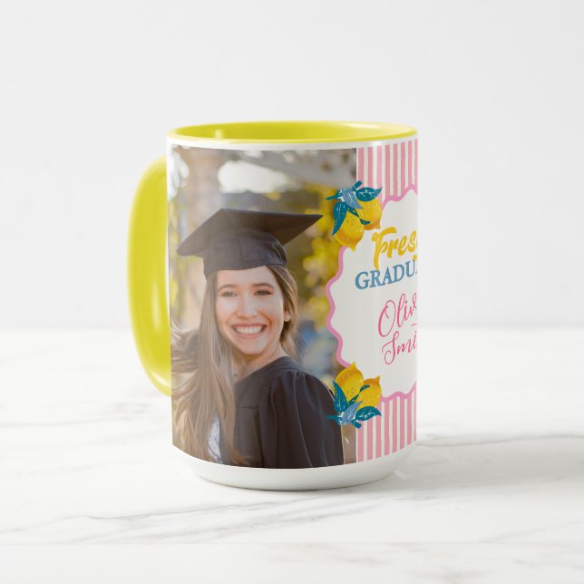 Mug Diplômée de la Limonade Rose Élégante Photo de Cla (Devant gauche)
