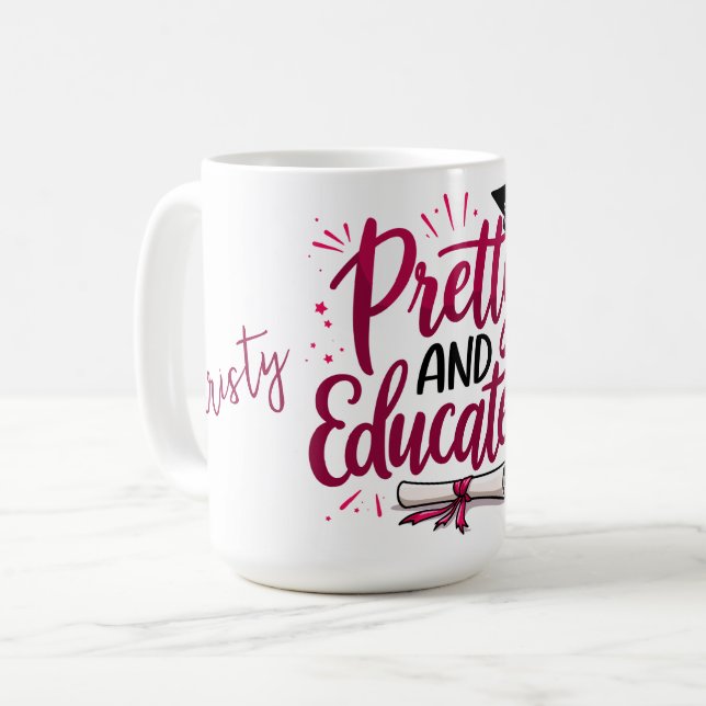 Mug Diplômée Jolie et Éduquée (Devant gauche)