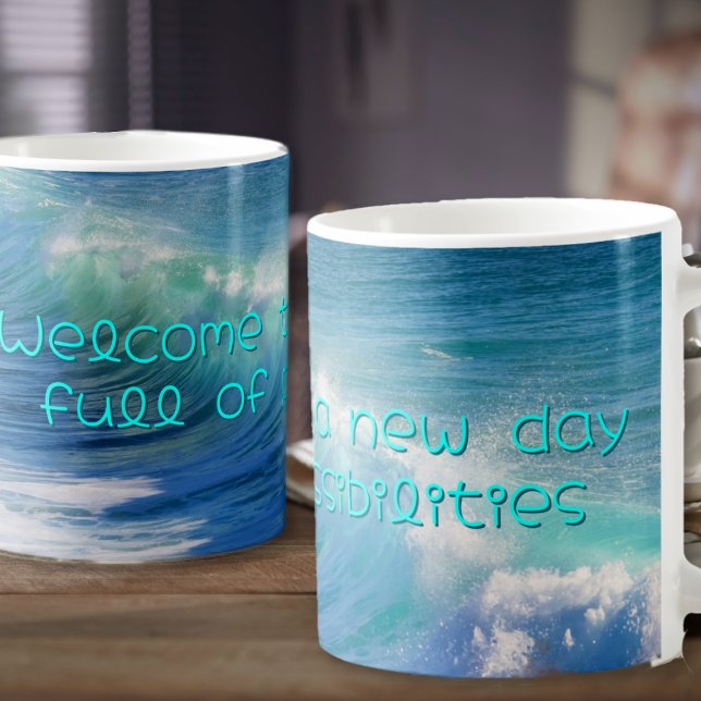 Mug Dire encourageant sur les vagues de l'océan (Créateur téléchargé)