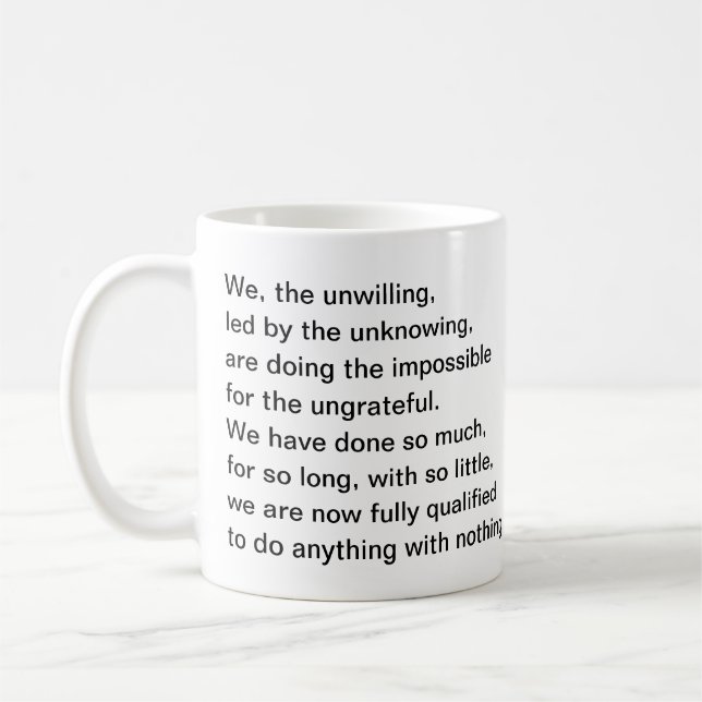 Mug Dire : Nous, le peu disposé, mené par l'unknowing. (Gauche)