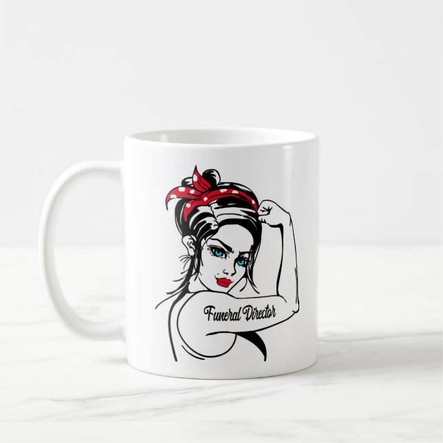 Mug Directeur des funérailles Rosie Le Riveter Pin Up (Gauche)