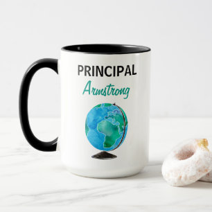 Mug Directeur personnalisé par globe d'aquarelle