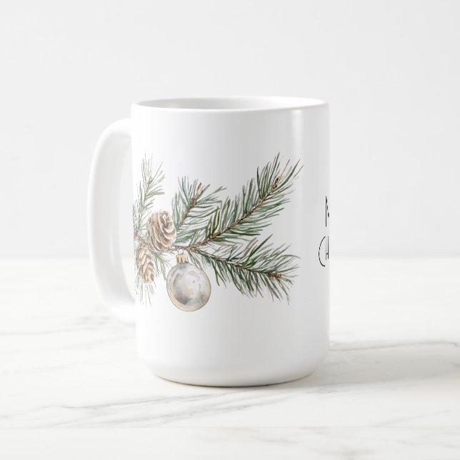 Mug Direction des cônes de pin de Noël et de l'ornemen (Devant gauche)