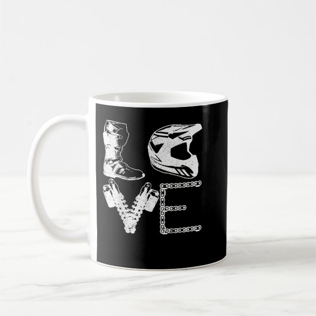 Mug Dirt Bike LOVE Motocross MX Enduro Biker Cadeau (Gauche)
