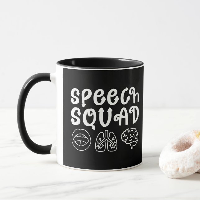 Mug Discours Squad SLP Discours Langue Pathologiste Dr (Avec donut)