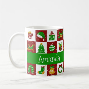 Mug Disposition personnalisée de Noël rouge vif 