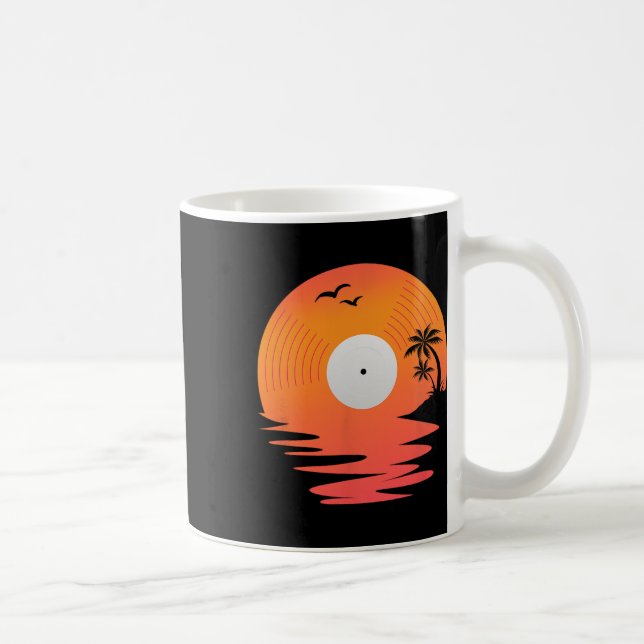 Mug Disque Vinyle Rétro Mer Plage Design Platines (Droite)