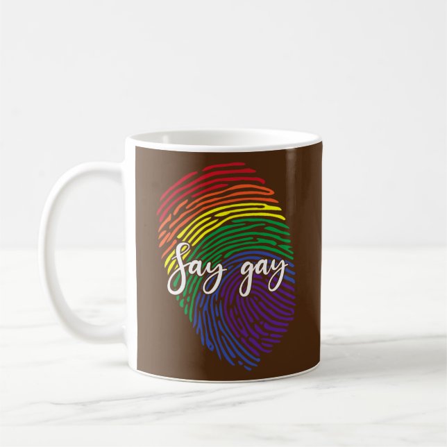 Mug Dites Gay Doigt Imprimer ADN LGBTQ Rainbow Flag Pr (Gauche)
