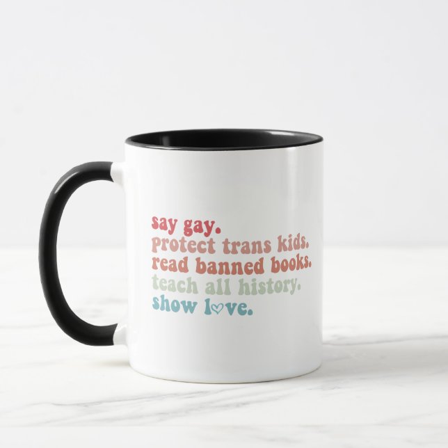 Mug Dites Gay Protéger les enfants trans Lire les livr (Gauche)