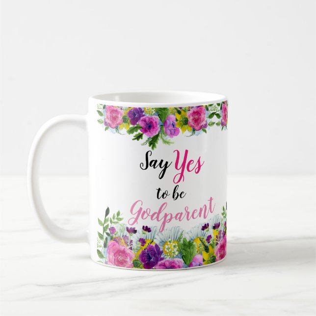 Mug Dites oui à la proposition d'être rose florale (Gauche)