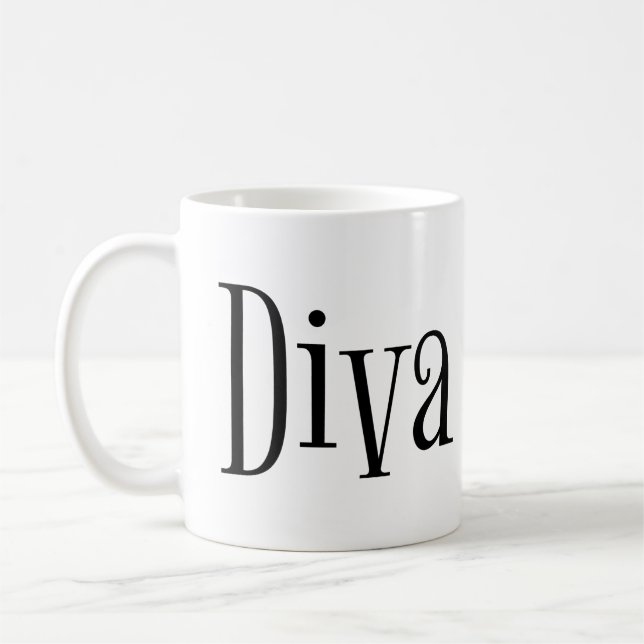 Mug Diva Funny Whimsical Typographie (Gauche)