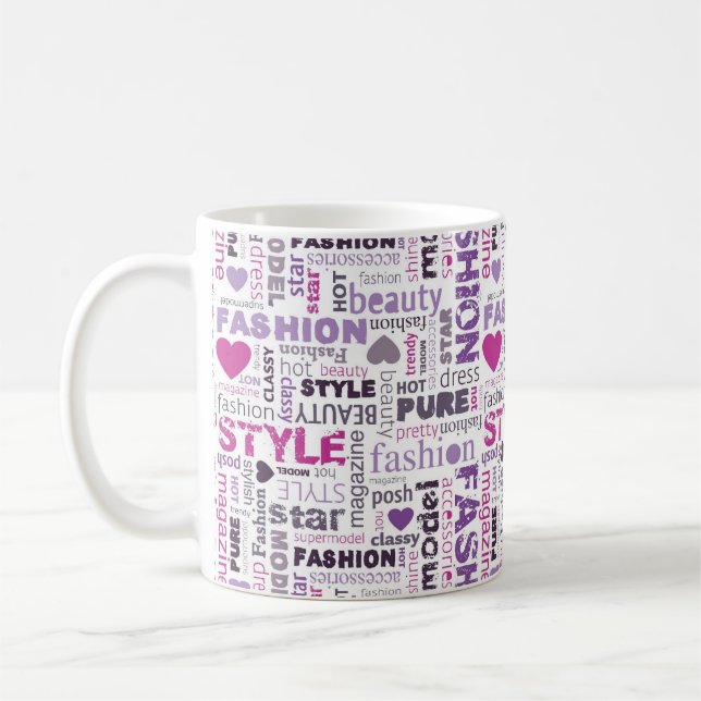 Mug Divers mots de mode et de style dans un collage (Gauche)