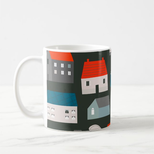 Mug Diverses petites maisons minuscules. Style coupé e (Gauche)