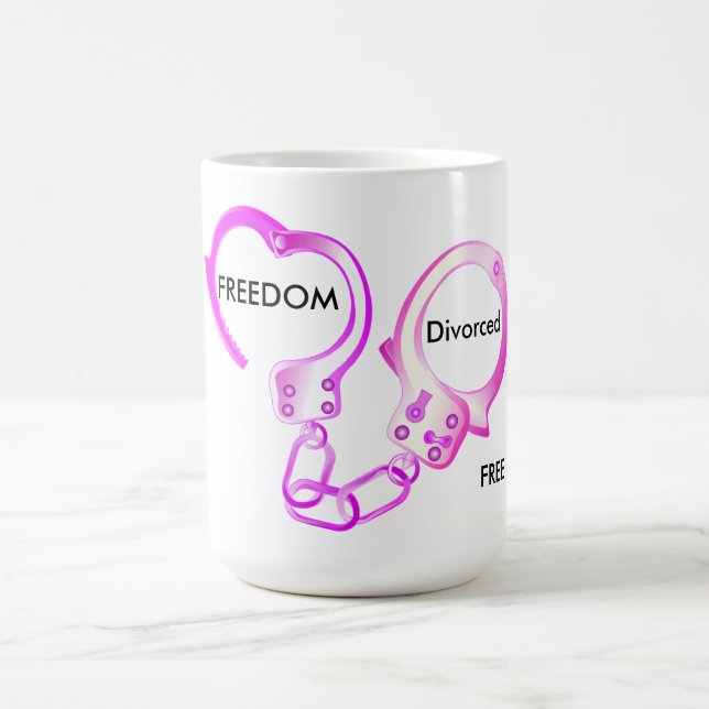 Mug Divorcé enfin libre rose ouvert menottes (Centre)