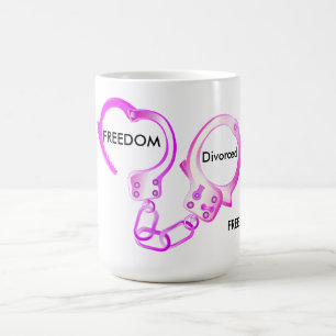 Mug Divorcé enfin libre rose ouvert menottes