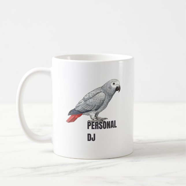 Mug DJ personnel Gris africain – Conception de perroqu (Gauche)