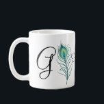 Mug do-it-yourself Elégante Plume De Peacock<br><div class="desc">L'élégante plumes de paon vert émeraude ajoute une touche exotique à vos événements mariages. Une touche d'extravagance sobre.</div>