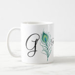 Mug do-it-yourself Elégante Plume De Peacock<br><div class="desc">L'élégante plumes de paon vert émeraude ajoute une touche exotique à vos événements mariages. Une touche d'extravagance sobre.</div>