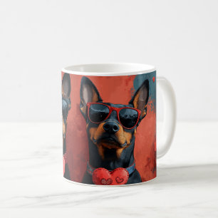 Mug Doberman avec coeur Roses Saint-Valentin