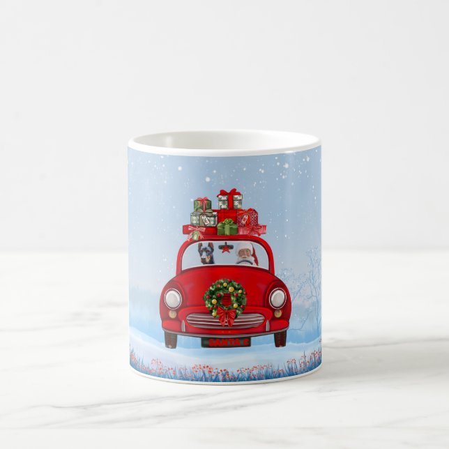 Mug Doberman Chien En Voiture Avec Le Père Noël (Centre)