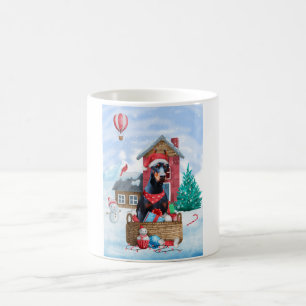 Mug Doberman dans une maison de Noël enneigée pour chi