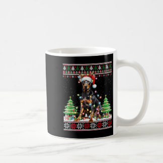 Mug Doberman Dog Reindee lumières de Noël