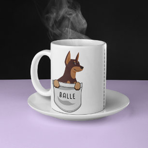 Mug Doberman mignon personnalisé pour l'entraîneur Amo