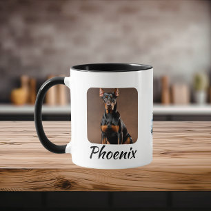 Mug Doberman Pincher photo avec aquarelle