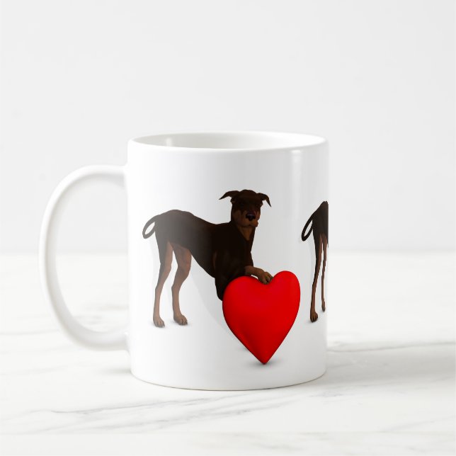 Mug Doberman Pinscher Avec Coeur (Gauche)