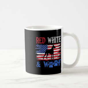 Mug Doberman Pinscher Drapeau Américain Rouge Blanc Et