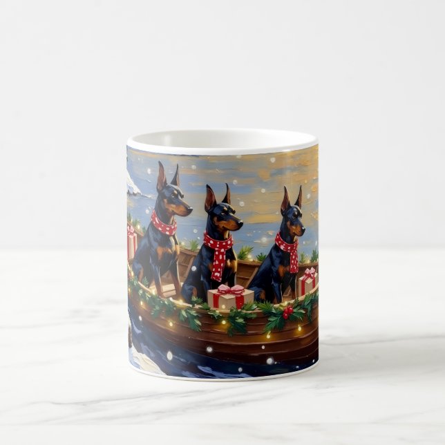 Mug Doberman Pinscher Noël Bateau Fêtes (Centre)