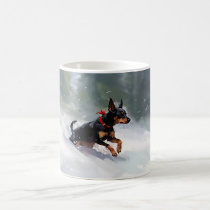 Mug Doberman Pinscher Noël neige hiver