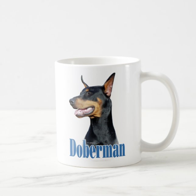 Mug Doberman Pinscher (noir) Nom (Droite)