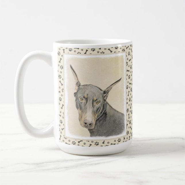 Mug Doberman Pinscher Peinture - Art Chien original (Gauche)